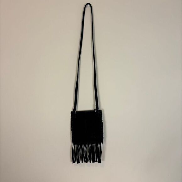 Fossil Black Suede and Animal Hair Giraffe Print Small Crossbody Purse - Picture 2 of 7